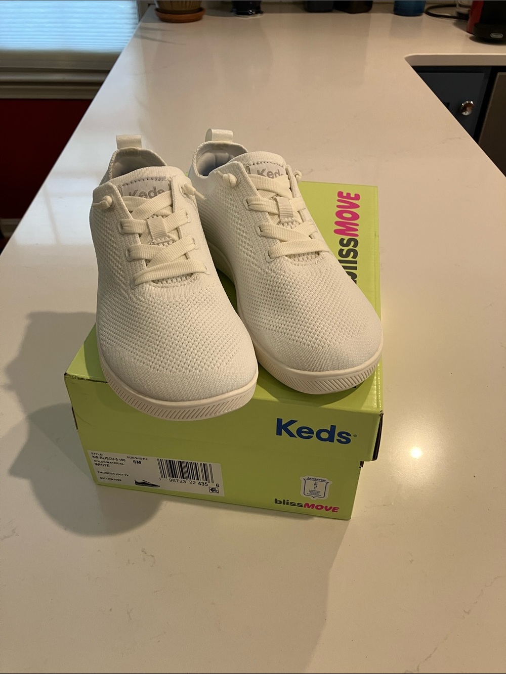 Keds BlissMove Champ Engineered Knit White Slip-On Sneakers 6